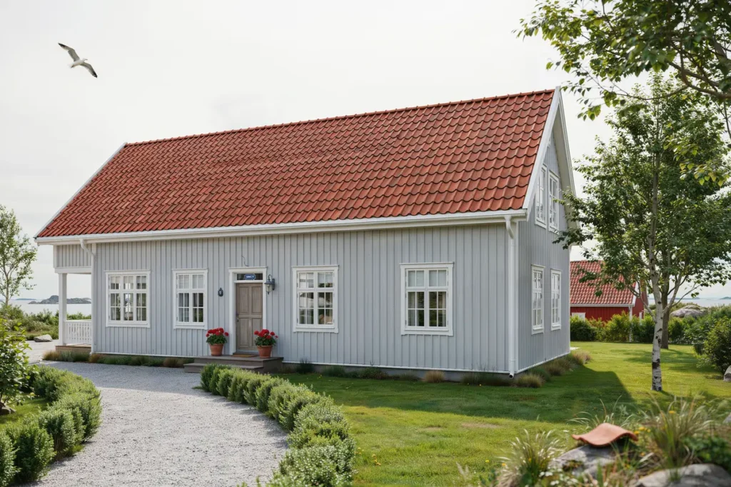 takbyte med lertegel p villa i sm gen bohusl n